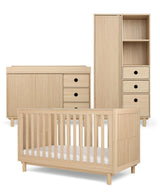 Mamas & Papas Oska 3 Piece Nursery Furniture Set with Cot Bed, Wide Dresser and Wardrobe - Natural Oak