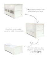 Mamas & Papas Oxford 2 Piece Nursery Furniture Set with Cot Bed and Dresser - White