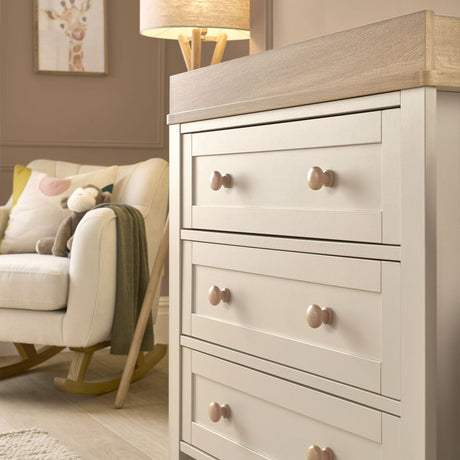 Mamas & Papas Wedmore 3 Piece Nursery Furniture Set with Cot Bed, Dresser and Wardrobe - Cashmere/Oak