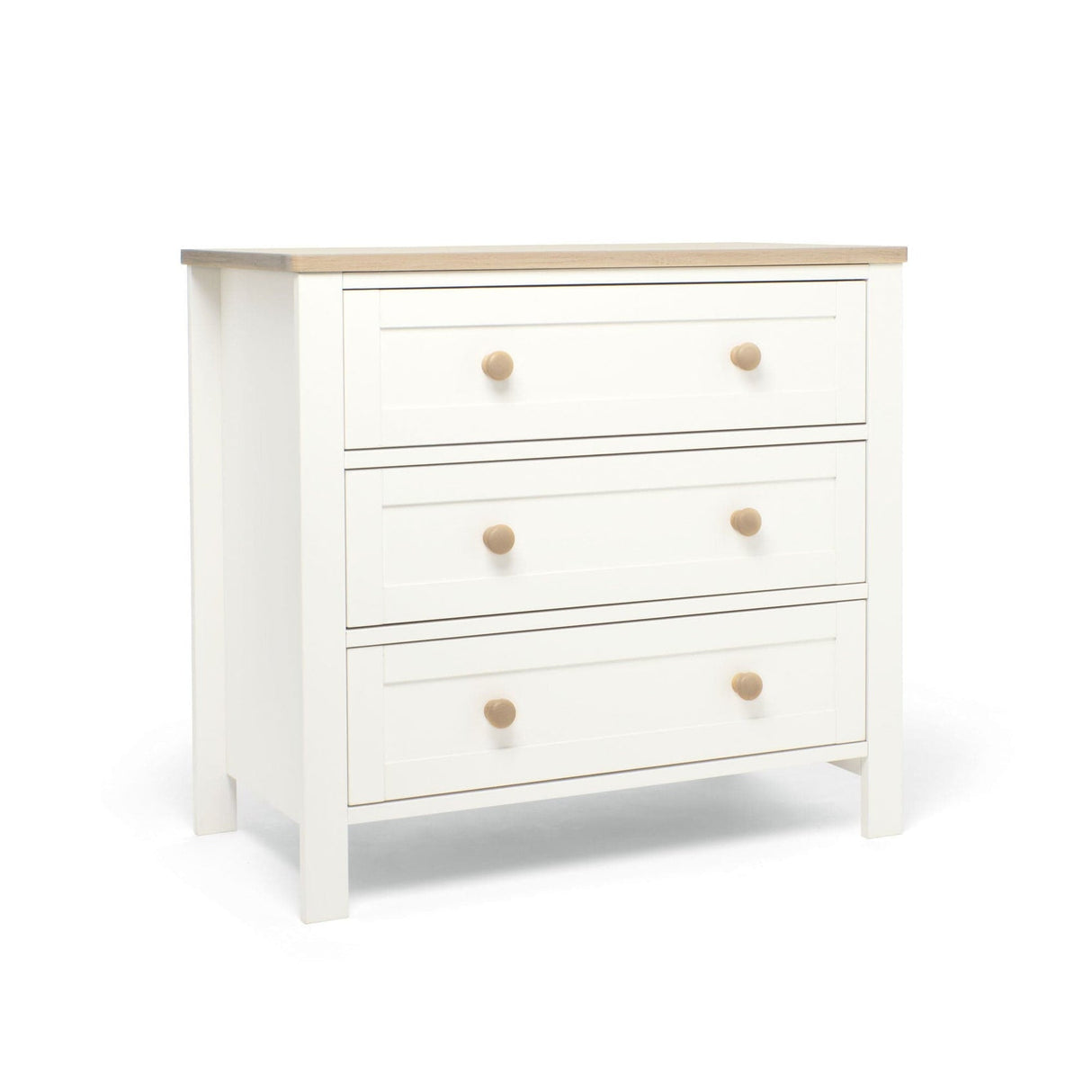 Mamas & Papas Wedmore 3 Piece Nursery Furniture Set with Cot Bed, Dresser and Wardrobe - White/Oak