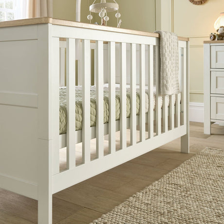 Mamas & Papas Wedmore 3 Piece Nursery Furniture Set with Cot Bed, Dresser and Wardrobe - White/Oak