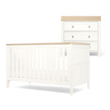 Mamas & Papas Wedmore 2 Piece Nursery Furniture Set with Cotbed and Dresser/Changer - White/Oak