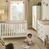Mamas & Papas Wedmore 3 Piece Nursery Furniture Set with Cot Bed, Dresser and Wardrobe - White/Oak