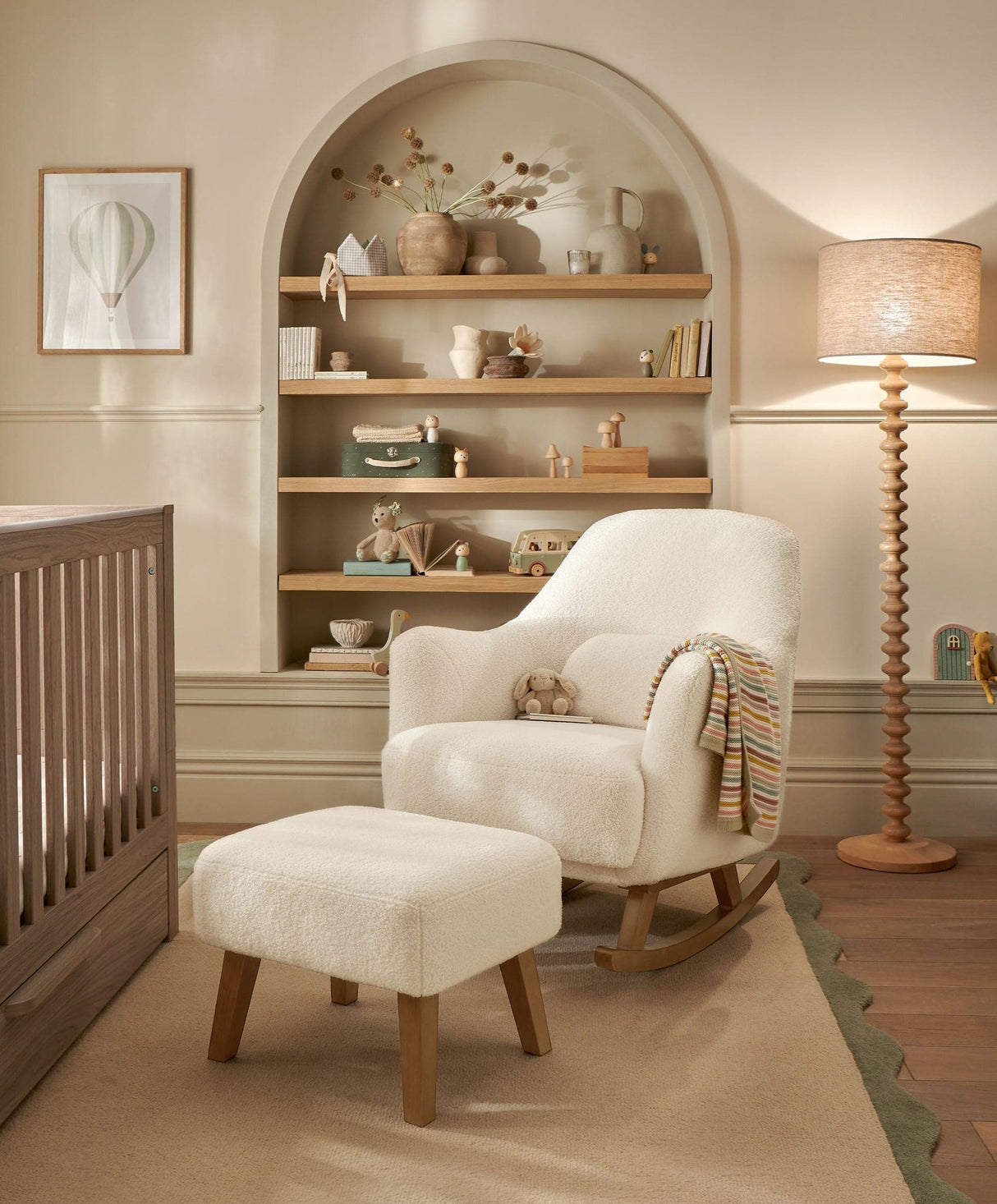 Mamas & Papas Penrose Nursing Chair with Footstool - Off White Boucle