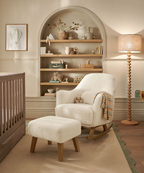 Mamas & Papas Penrose Nursing Chair with Footstool - Off White Boucle