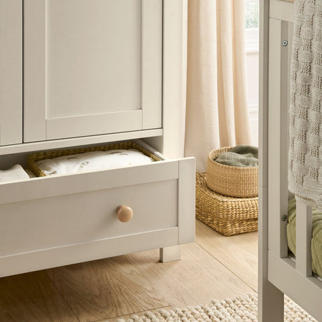Mamas & Papas Wedmore 3 Piece Nursery Furniture Set with Cot Bed, Dresser and Wardrobe - Cashmere/Oak