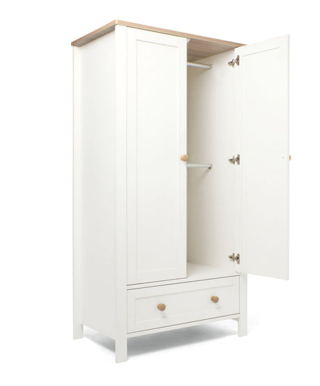 Mamas & Papas Wedmore 3 Piece Nursery Furniture Set with Cot Bed, Dresser and Wardrobe - White/Oak