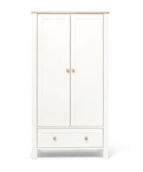 Mamas & Papas Wedmore 3 Piece Nursery Furniture Set with Cot Bed, Dresser and Wardrobe - White/Oak