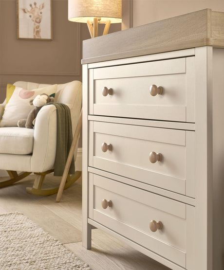Mamas & Papas Wedmore 2 Piece Nursery Furniture Set with Cot Bed and Dresser - Cashmere