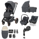 Maxi Cosi Fame 2026 Premium Family XL Travel System with Pebble Slide Pro Car Seat, Pearl XL Car Seat & Slide Pro Base - Moon Graphite 1