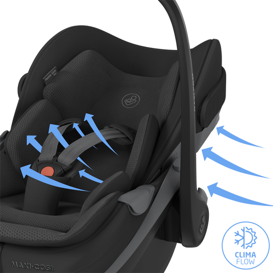 Maxi Cosi Fame 2026 Premium Family XL Travel System with Pebble Slide Pro Car Seat, Pearl XL Car Seat & Slide Pro Base - Onyx Black 24