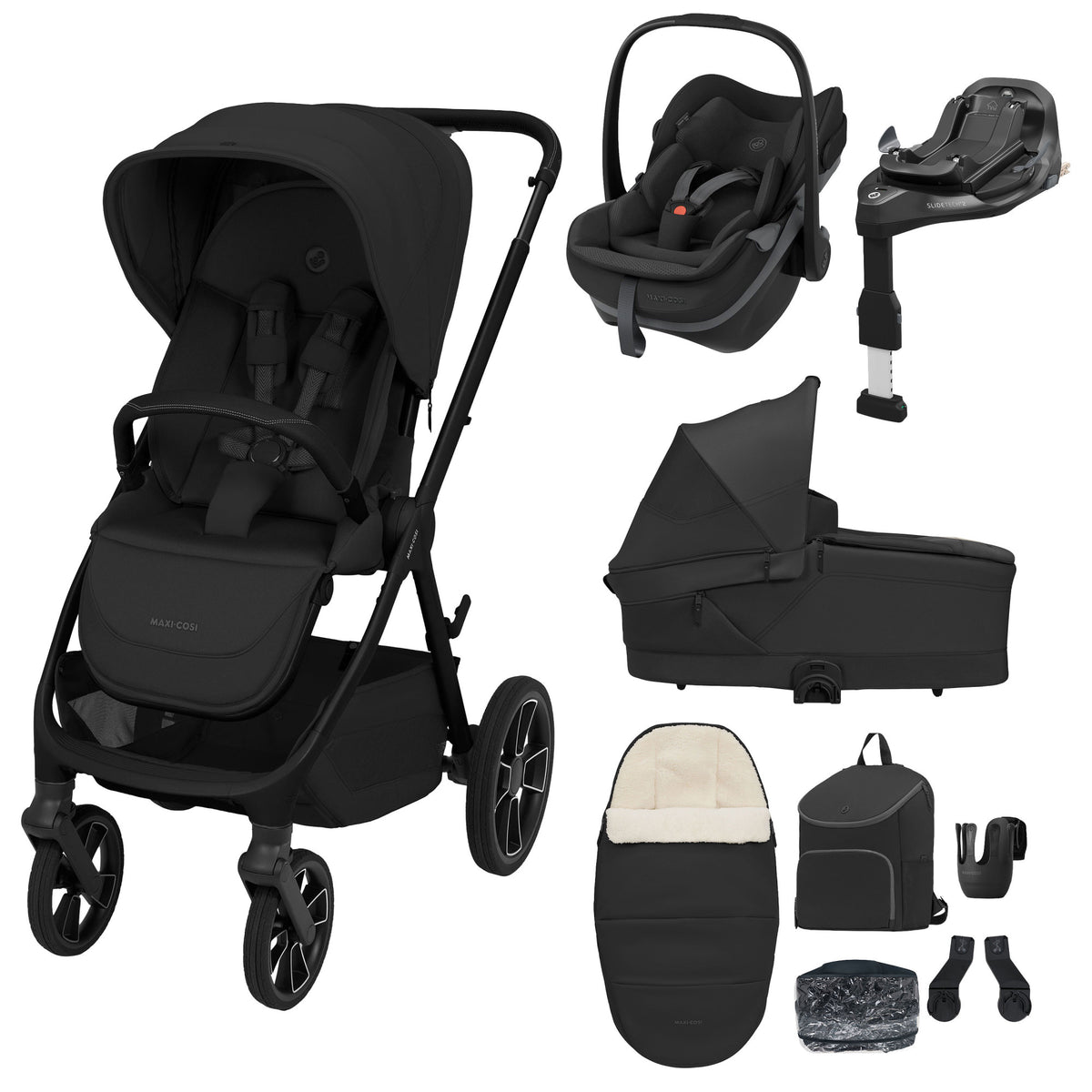 Maxi Cosi Oxford+ 2026 Premium Travel System with Pebble Slide Pro & Slide Pro Base - Onyx Black 1