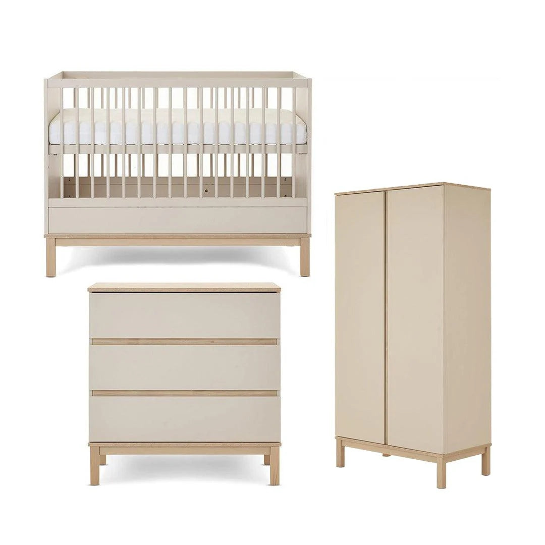 Obaby Astrid Mini 3 Piece Nursery Furniture Set with Mini Cot Bed & Dresser - Satin
