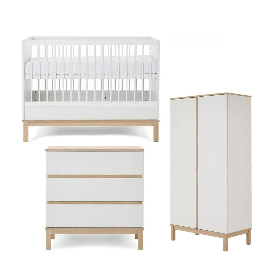 Obaby Astrid Mini 3 Piece Nursery Furniture Set with Mini Cot Bed & Dresser - White