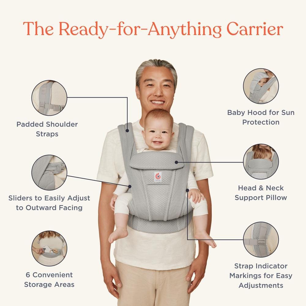 ergobaby Omni Deluxe Mesh Baby Carrier - Pearl Grey