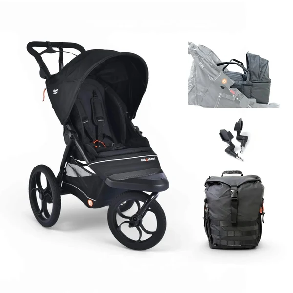 Out N About Nipper Compact Newborn Pod Bundle- Summit Black (Includes Nipper Compact, NipperPod and Universal car seat adapters ) 1