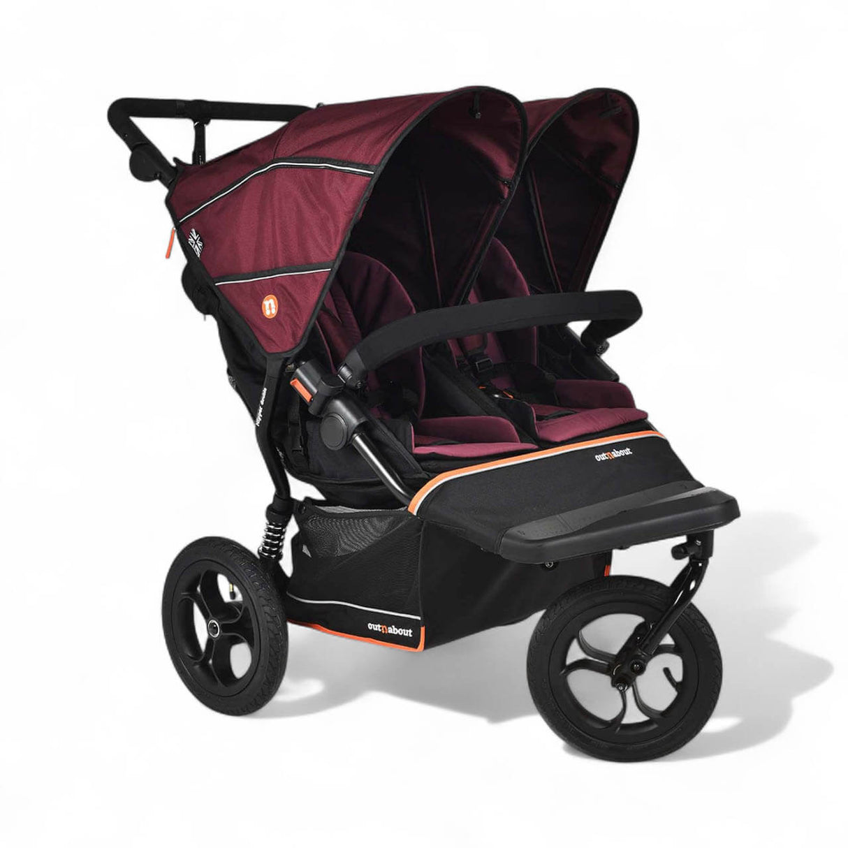 Out n About Nipper V6 Double Pushchair - Brambleberry Red