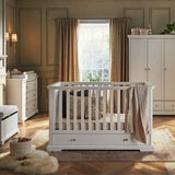 CuddleCo Beaumont 3 Piece Nursery Furniture Set with Cot Bed, Dresser & Wardrobe - White