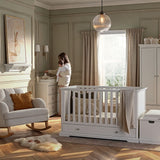 CuddleCo Beaumont 3 Piece Nursery Furniture Set with Cot Bed, Dresser & Wardrobe - White