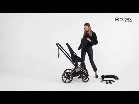 Cybex Priam Travel System with Accessories, Cloud T Car Seat & ISOFIX Base - Peach Pink / Chrome Black Frame
