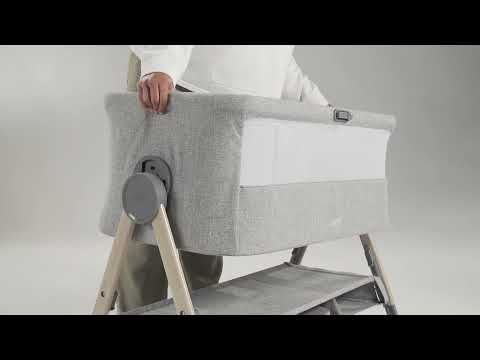 Mamas & Papas Lua Bedside Crib with Sheets & Mattress Protector - Fawn