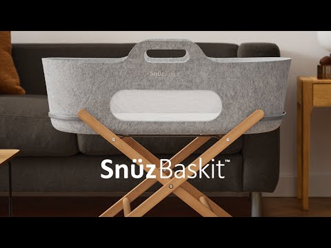 SnuzBaskit Light Grey Moses Basket & Natural Stand
