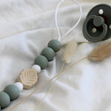 Chewies Silicone Leaf Pacifier Teething Clip - Sage