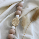 Chewies Silicone Leaf Pacifier Teething Clip - Pale Pink/Beige