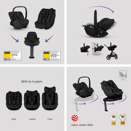 Silver Cross Cove 2 Ultimate Family Bundle inc Glide Car Seat, Approach Car Seat & Base Plus - Chocolate 9