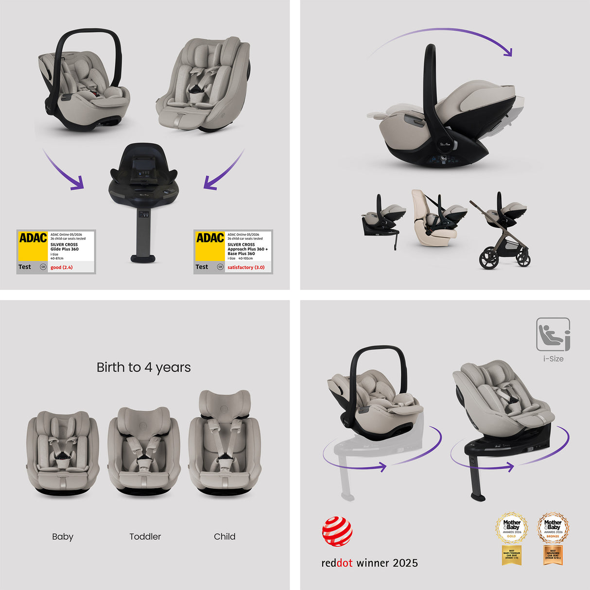 Silver Cross Cove 2 Ultimate Family Bundle inc Glide Car Seat, Approach Car Seat & Base Plus - Maple 9