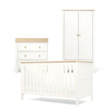Mamas & Papas Wedmore 3 Piece Nursery Furniture Set with Cot Bed, Dresser and Wardrobe - White/Oak