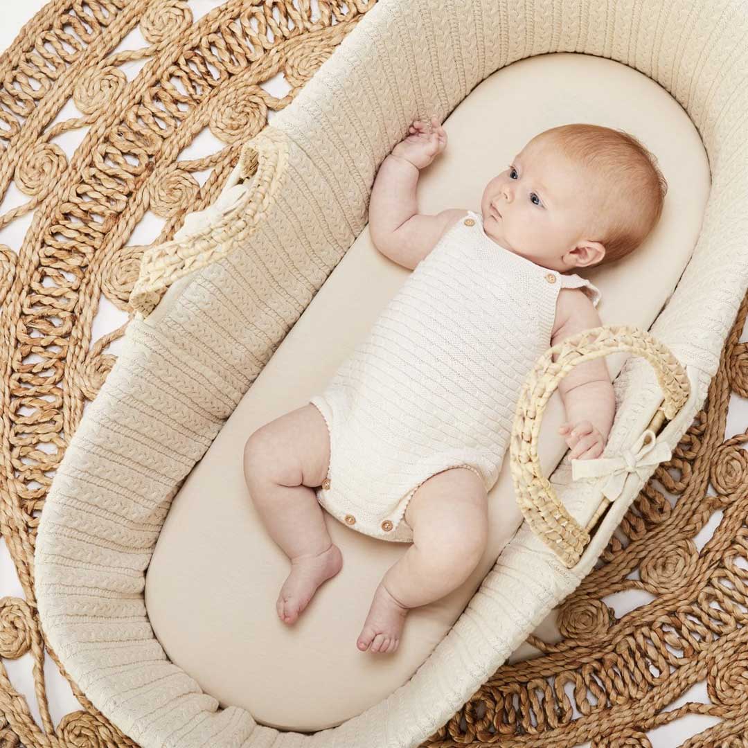Little Green Sheep Organic Cotton Moses Basket Fitted Sheet 30x70cm - Jersey White