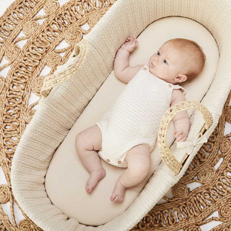 Little Green Sheep Organic Cotton Moses Basket Fitted Sheet 30x70cm - Jersey White