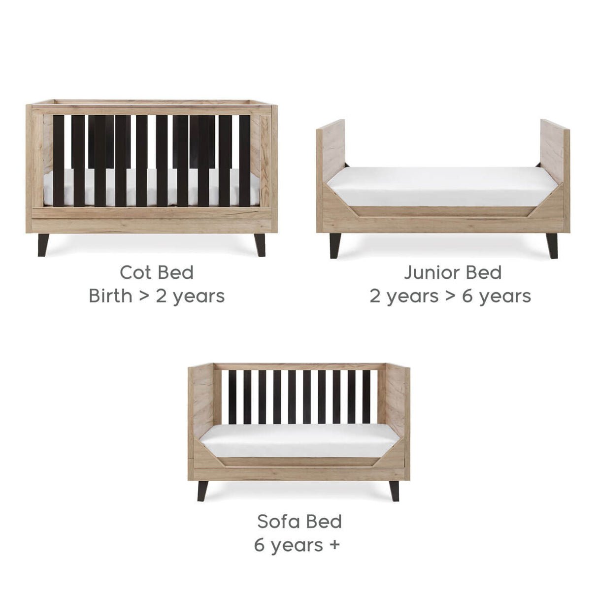 Tutti Bambini Como Cot Bed - Distressed Oak / Slate Grey