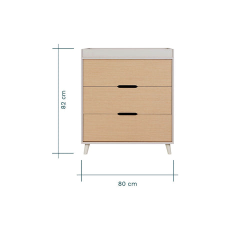 Tutti Bambini Hygge 2 Piece Nursery Furniture Set with Cot Bed and Dresser - Light Oak/White Sand