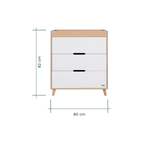 Tutti Bambini Hygge 2 Piece Nursery Furniture Set with Cot Bed and Dresser - White/Light Oak