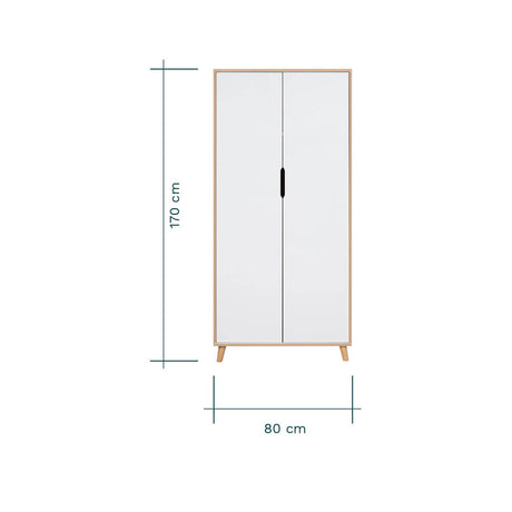 Tutti Bambini Hygge 3 Piece Nursery Furniture Set with Cot Bed, Dresser & Wardrobe - White/Light Oak