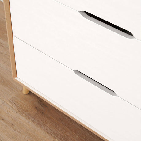 Tutti Bambini Hygge Mini 3 Piece Nursery Furniture Set with Cot Bed, Dresser & Wardrobe - White/Light Oak
