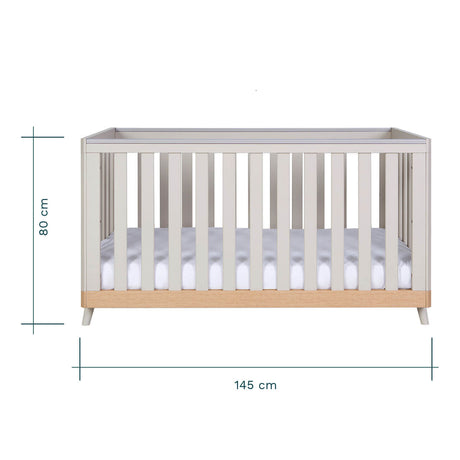 Tutti Bambini Hygge 2 Piece Nursery Furniture Set with Cot Bed and Dresser - Light Oak/White Sand