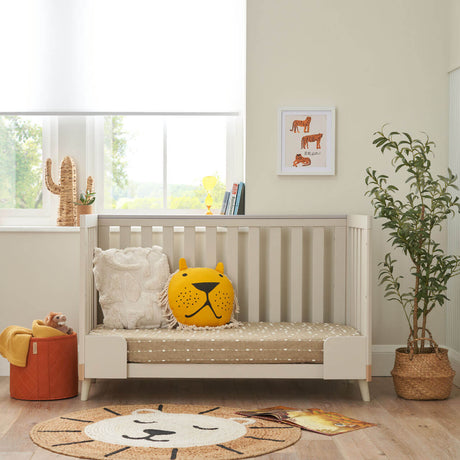 Tutti Bambini Hygge Mini 3 Piece Nursery Furniture Set with Cot Bed, Dresser & Wardrobe - Light Oak/White Sand