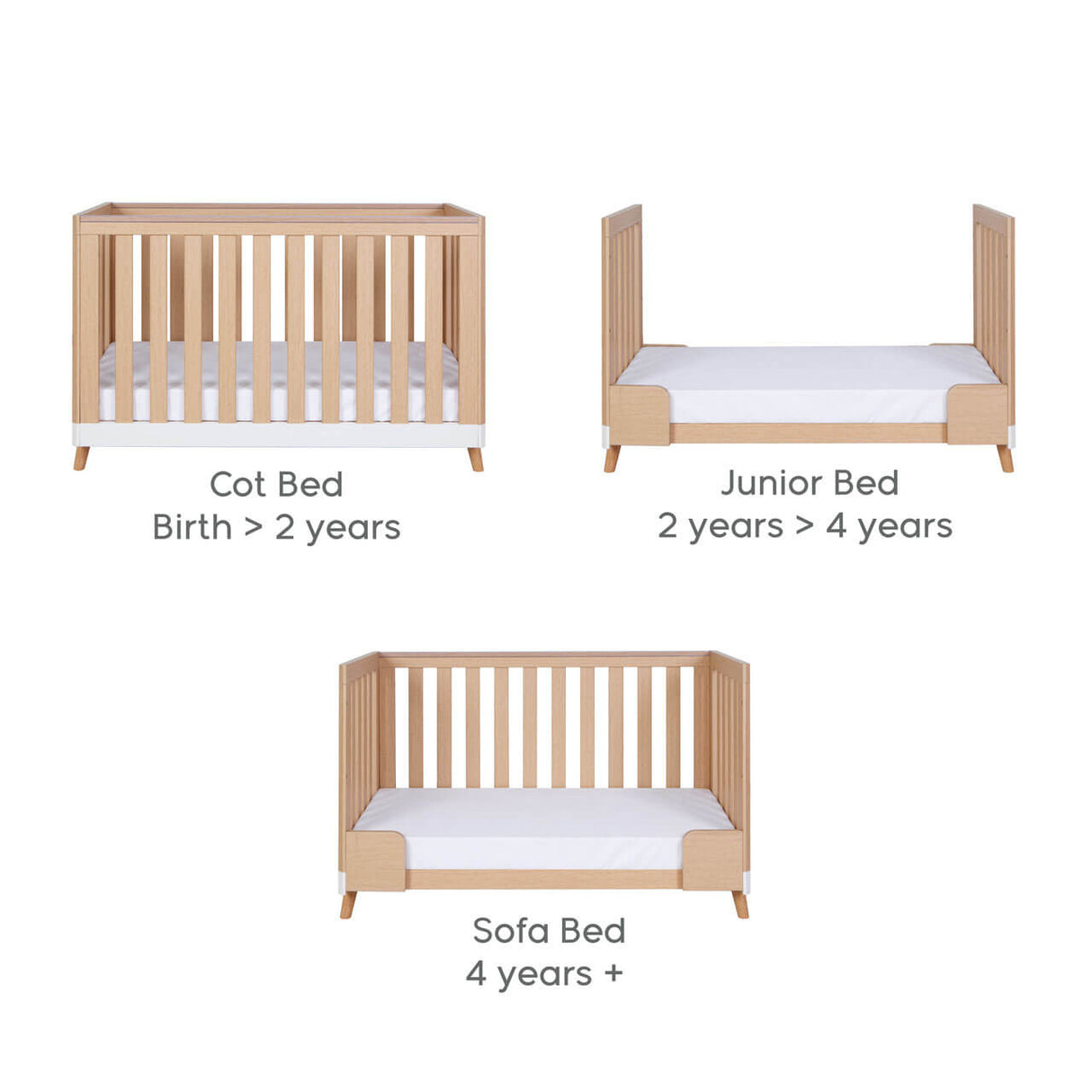 Tutti Bambini Hygge Mini Cot Bed - White/Light Oak