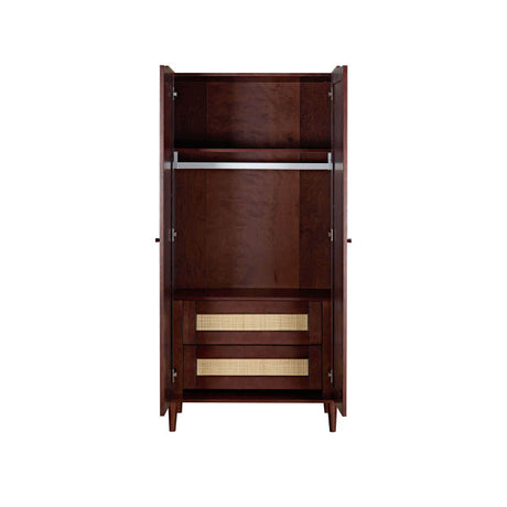 Tutti Bambini Japandi Mini 3 Piece Nursery Furniture Set with Cot Bed, Dresser and Wardrobe - Warm Walnut