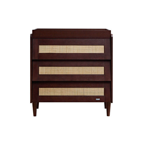 Tutti Bambini Japandi Mini 3 Piece Nursery Furniture Set with Cot Bed, Dresser and Wardrobe - Warm Walnut