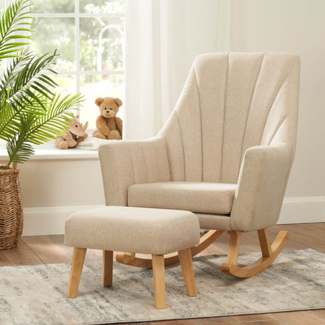 Tutti Bambini Jonah Nursery Rocking Chair & Foot Stool Set - Stone