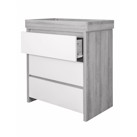Tutti Bambini Modena 3 Piece Nursery Furniture Set with Cot Bed, Dresser & Wardrobe - White & Grey Ash