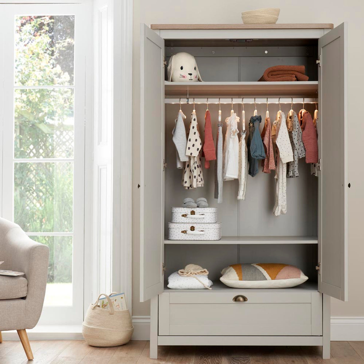 Tutti Bambini Verona Wardrobe - Dove Grey / Oak