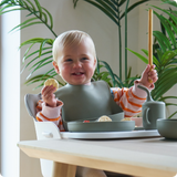 Bababing 6 Piece Feeding Set includes Bowl, Plate, Bib, Cup & Cutlery - Olive Green