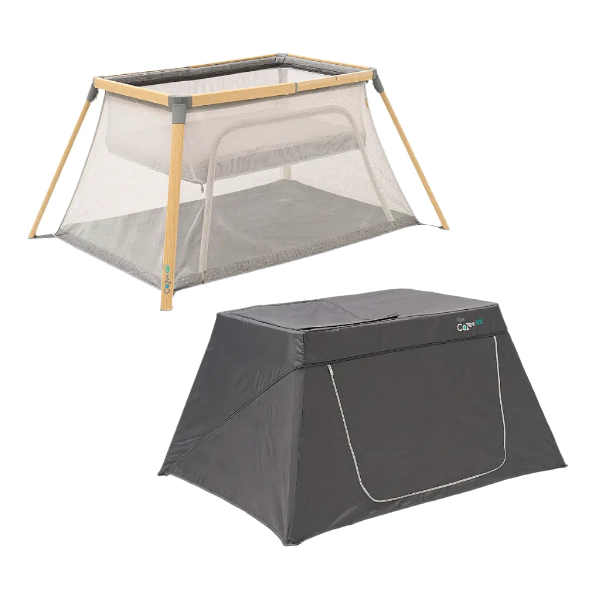 CoZee Go 3 1 Bassinet Travel Cot & Playpen Day & Night Bundle – Oak &