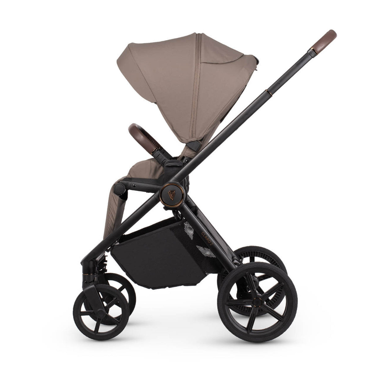 Venicci Claro 2 Plus Travel System with Accessories, Tiago Car Seat & ISOFIX Base - Almond