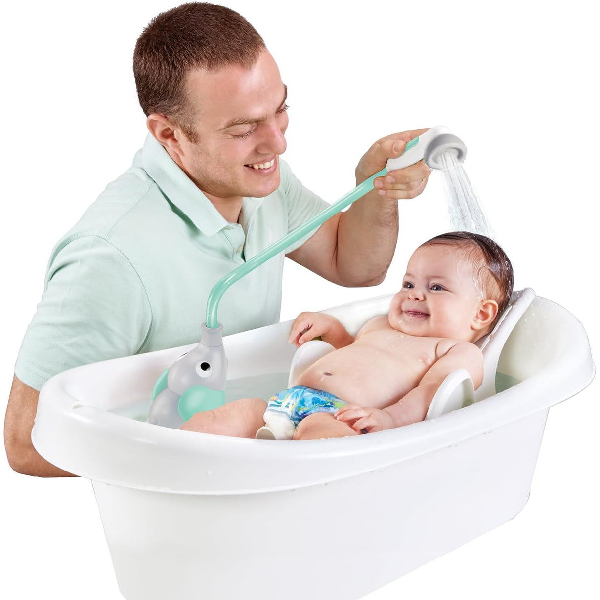 Yookidoo Elephant Water Pump Baby Bath Shower - Turquoise